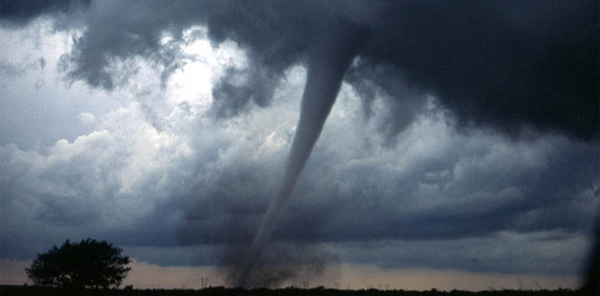 The mention of a tornado conjures up images of raw destructive power. Tornadoes blow houses away as if they were made of paper and have been known to pierce tree trunks with pieces of straw. They descend from clouds in funnel-like shapes that spin violently, particularly at the bottom where they are most narrow, producing winds as high as 500 km/h. (credit: Daphne Zaras, U.S. National Oceanic and Atmospheric Administration)